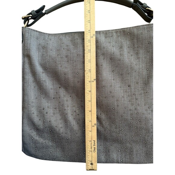 Mellow World Shoulder Bag Brown Metallic Thread Studded Gemstones Vegan Leather - Picture 11 of 13